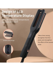 Gennext 2-in-1 New Design Ceramic Flat Iron Hair Straightener And Curler, Black