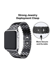 Gennext Stainless Steel Honeycomb Pattern Band for Apple Watch 42mm/44mm/45mm, Black