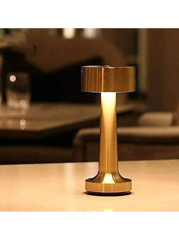 Gennext Portable Cordless Modern Lighting 3W Dimmable 3 Mode Touch Switch LED Rechargeable Aluminium Table Lamp, Gold