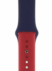 Gennext Dual Color Soft Silicone Watch Strap for Apple iWatch Series 7/6/SE/5/4/3/2/1, Blue/Red