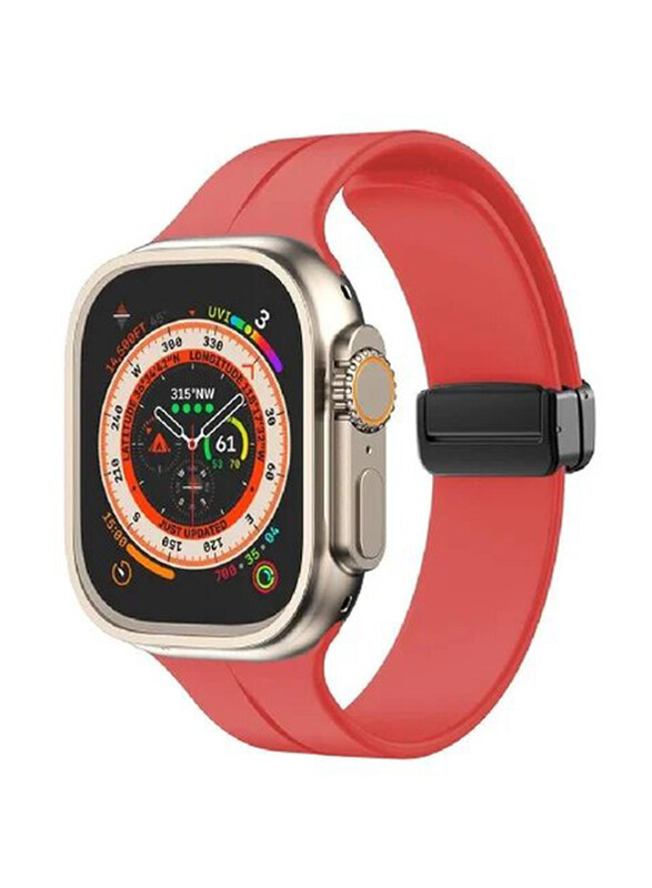 

Gennext Soft Silicone Magnetic Buckle Replacement Sport Watch Band for Apple Watch Ultra & Ultra 2 49mm, Red