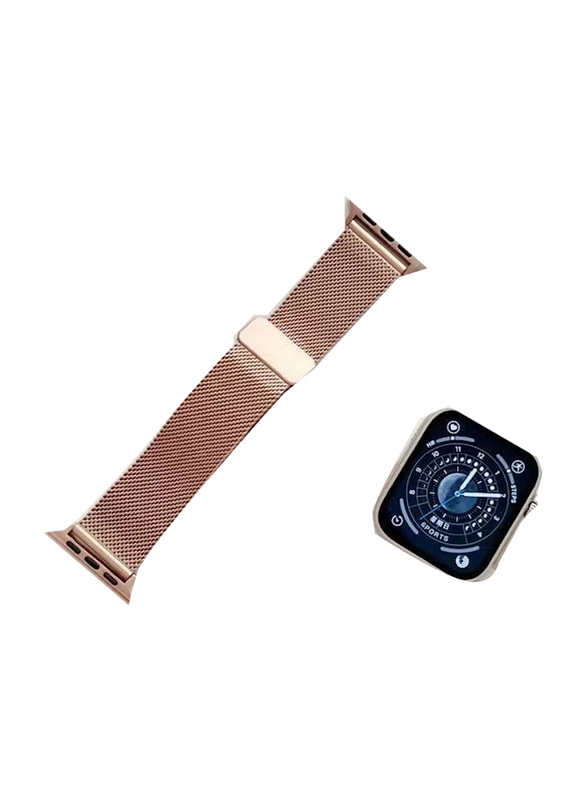 Gennext Stainless Steel Magnetic Button Replacement Band for Apple Watch Ultra/Watch Ultra 2 49mm, Rose Gold