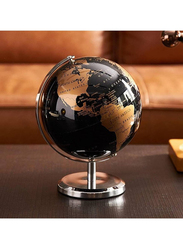 8-Inch Metallic World Globe, Black