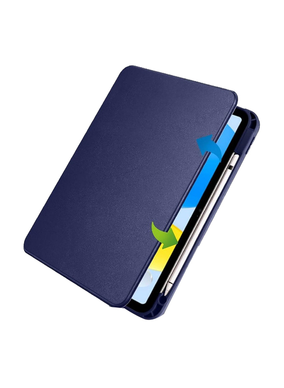 Hyx Apple iPad (10th Gen) 10.9" 2022 360° Rotating Stand Smart Hard PC Back Shell Slim Shell Folio Tablet Case Cover with Auto Sleep/Wake, Blue