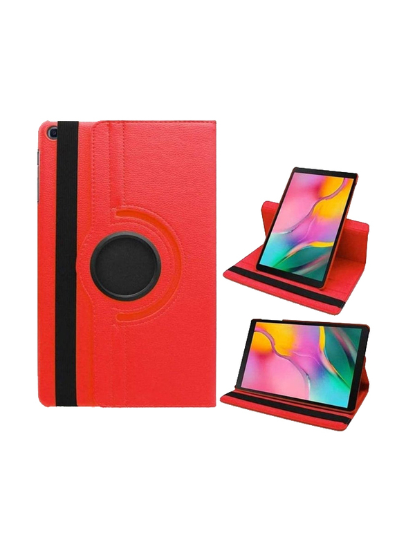 Samsung Galaxy Tab S6 Lite 10.4 Inch 2020 Leather Tablet Flip Case Cover with 360 Degree Rotating Stand, Red