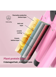 Gennext Professional Hair Curler 3 Barrel Curling Iron Hair Waver Ceramic Triple Barrel Curling Iron 25mm Curling Wand Hair Waver, Pink