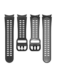 Gennext Two Colour Silicone Replacement Band for Samsung Galaxy Watch 6 Classic 47/43mm/5 Pro 45mm/4 Classic 46/42mm, Black/Grey