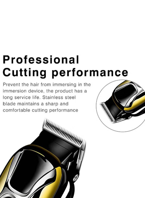 Gennext Professional USB Rechargeable Cordless Beard Hair Trimmer Grooming Kit with Hair Clipper & LED Display, Black/Gold