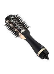 Enzo Negative Ionic Hot Air Volumizer Hair Dryer Brush for Styling & Frizz Control, Black/Gold