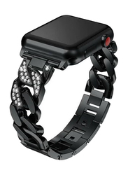 Women Bling Diamond Bracelet Strap Band for Apple Watch Series 7/6/5/4/3/2/1/SE 41mm 40mm 38mm, Black