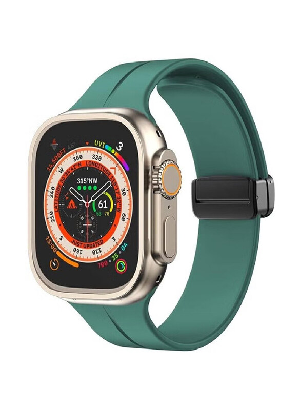 

Gennext Soft Silicone Magnetic Buckle Replacement Sport Watch Band for Apple Watch 42/44/45/49mm, Pine Green