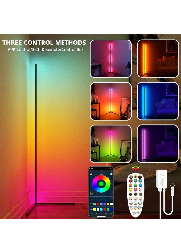 Gennext RGB Colour Changing Corner Floor Lamp with Bluetooth Remote Smart App Control, Multicolour