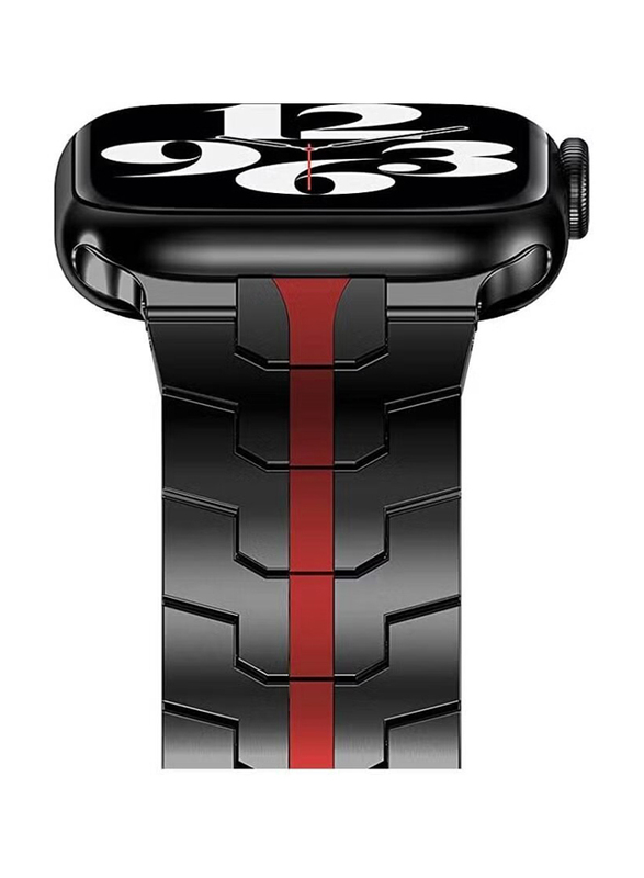 Gennext Stainless Steel Metal Replacement Band for Apple Watch Band 44mm/42mm/45mm, Black/Red