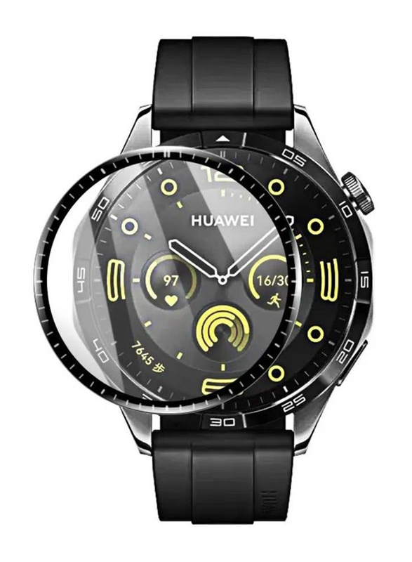 Zoomee Protective Anti-Scratch Bubble-Free Dust-Free Premium Tempered Glass Screen Protector for Huawei Watch GT 4 46mm, 2 Piece, Clear/Black