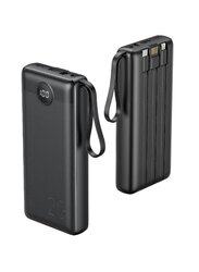 Gennext 10000mAh with Built in Cables, VRURC USB C Slim Portable Charger 5 Output & 2 Input LED Display Power Bank, Black