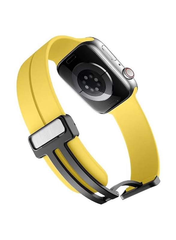 Replacement Soft Sport Wristband Magnetic Clasp for Apple Watch Series Ultra 2/9/8 Ultra/8/7/6/5/4/3/SE 45mm 44mm 42mm, Yellow