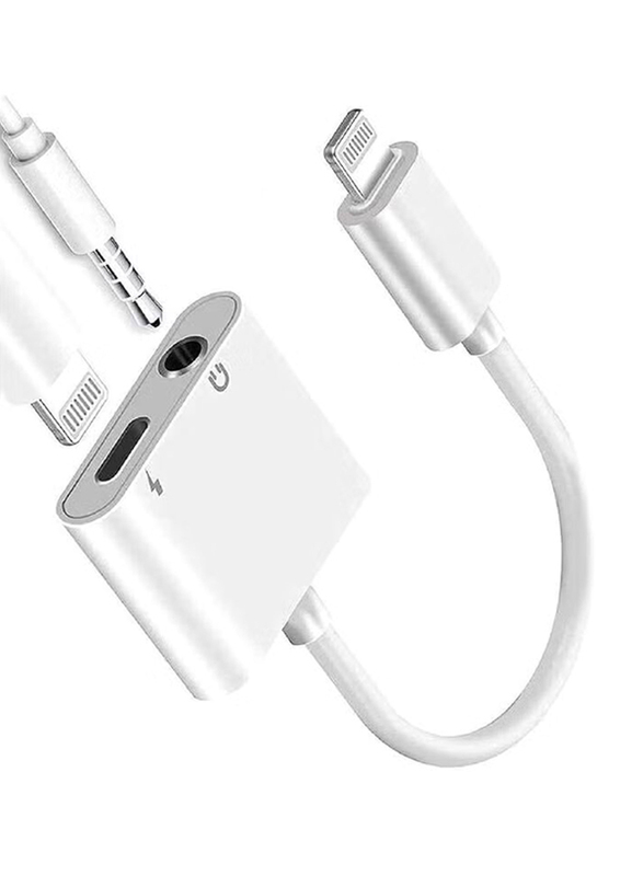 

Gennext One Size 3.5mm Jack 2-in-1 Aux Audio Headphones Adapter Dongle, Lightning Male to 3.5mm Jack, Charger Cable Splitter and MFi Certified for App