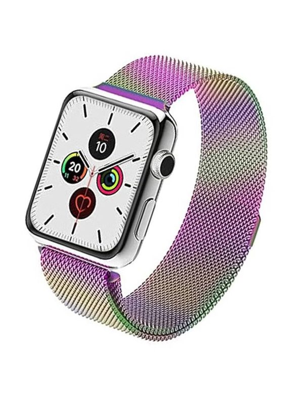 Gennext Stainless Steel Metal Strap Milanese Loop Alloy Replacement Band for Apple iWatch Series 7/SE/6/5/4/3/2/1, Multicolour