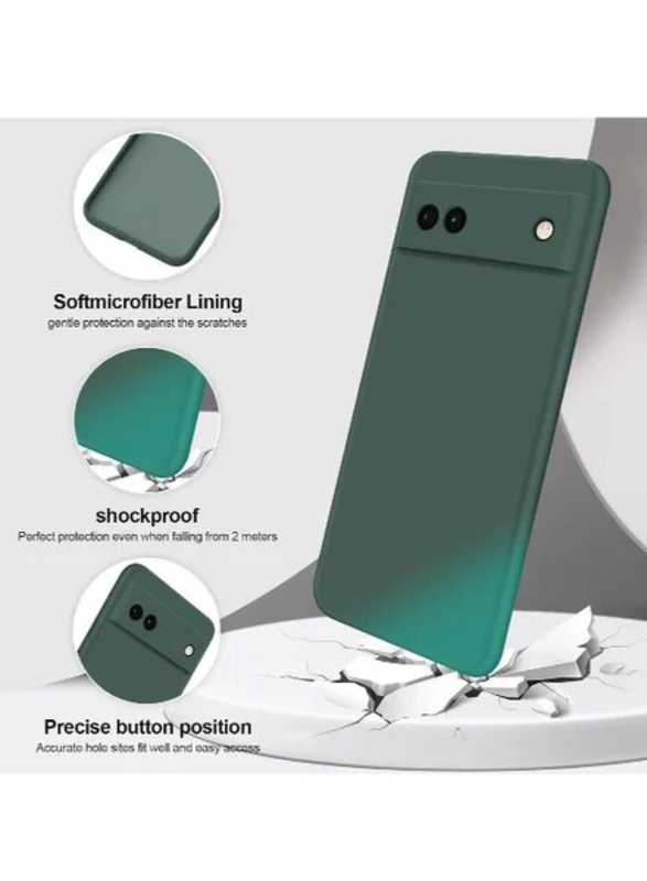 Gennext Google Pixel 6A Soft Silicon TPU Flexible Slim Fit Smooth Shock Proof Fingerprint Resistant Mobile Phone Case Cover, Green