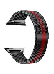 Gennext Stainless Steel Magnetic Loop Band for Apple Watch 45mm, Black/Red
