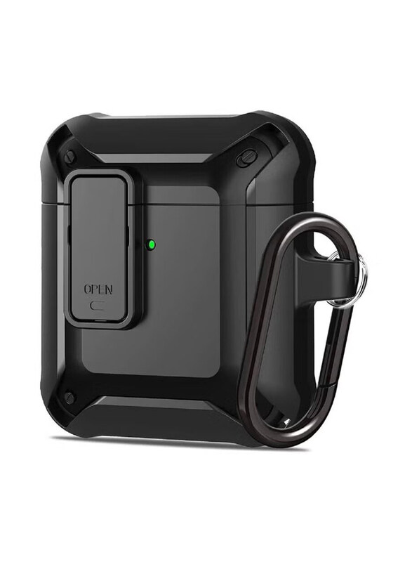 

Gennext Protective Shockproof Military Hard Rugged with Lock for Apple Airpods 1 And 2, Black