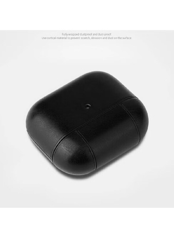 Gennext Leather Smooth Texture Protective Case Cover with Buckle For Apple AirPods 3, Black