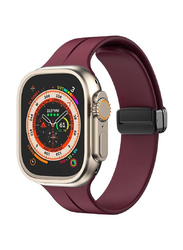 Gennext Soft Silicone Magnetic Buckle Replacement Sport Watch Band for Apple Watch Ultra/Watch Ultra 2 49mm, Wine Red