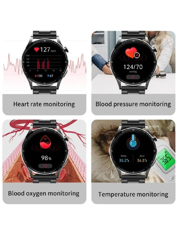 Fitness with Heart Rate Blood Pressure Sleep Monitor IP67 Waterproof Bluetooth Smartwatch, Black