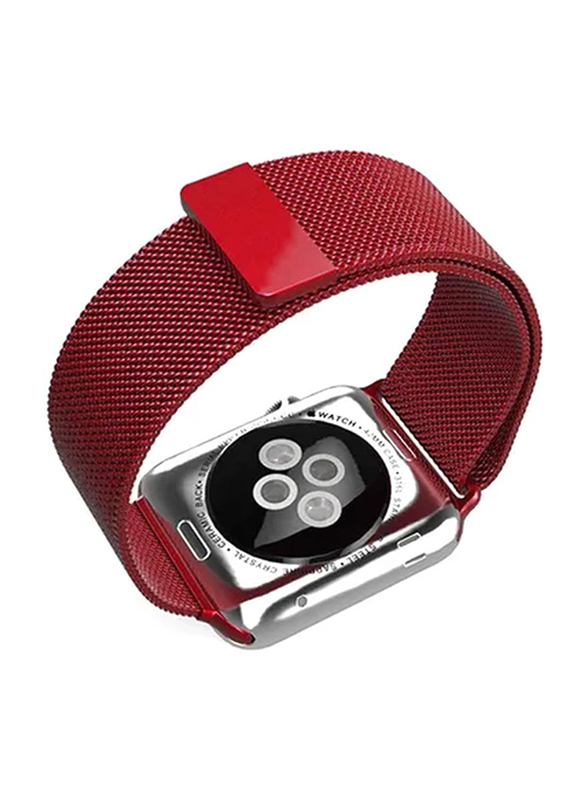 Zoomee Stainless Steel Mesh Loop Band for Apple Watch 44mm, Red