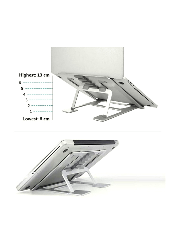 Gennext 6-Level Adjustable Stand for Laptop, Silver