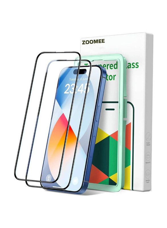 

Zoomee Apple iPhone 15 Pro Max 6.7-inch Anti-Fingerprint Bubble Free HD Clear Easy Installation 9H Tempered Glass Screen Protector, 2 Pieces, Clear