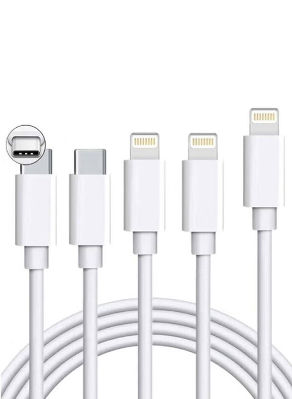 

Gennext Multiple Sizes Rosyclo MFi Certified 12 Lightning Cable Charger, Fast Charging USB Type-C to Lightning for Apple IPhone Devices, 5 Packs, Whit