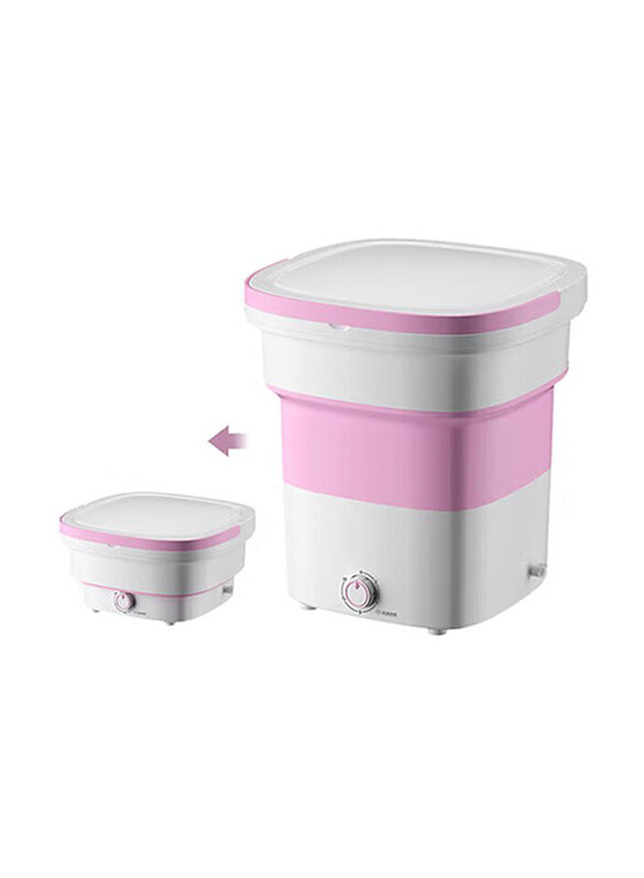 GT-Wheel Portable Mini Folding Clothes Washing Machine, 135W, Pink/White