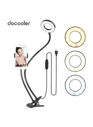 Docooler 2-In-1 Dimmable LED Ring Light With Holder, Black/White