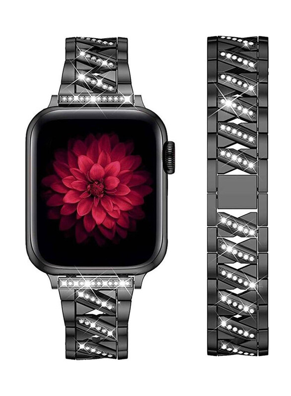 

Gennext Bling Shining Diamond Metal Band for Apple Watch 45mm/44mm/42mm, Black