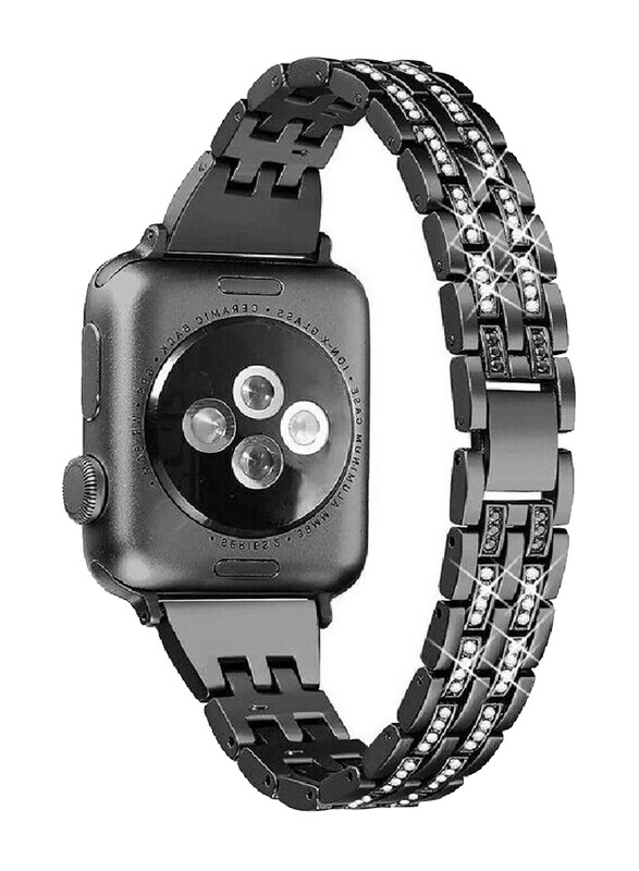 

Gennext Women Slim Jewellery Bling Band Diamond Rhinestone Bracelet for Apple Watch Series 7/6/5/4/3/2/1/SE/41mm/40mm/38mm, Black