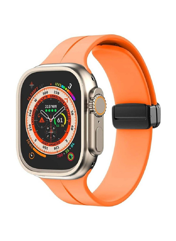 Gennext Soft Silicone Magnetic Buckle Replacement Sport Watch Band for Apple Watch Ultra/Watch Ultra 2 49mm, Orange