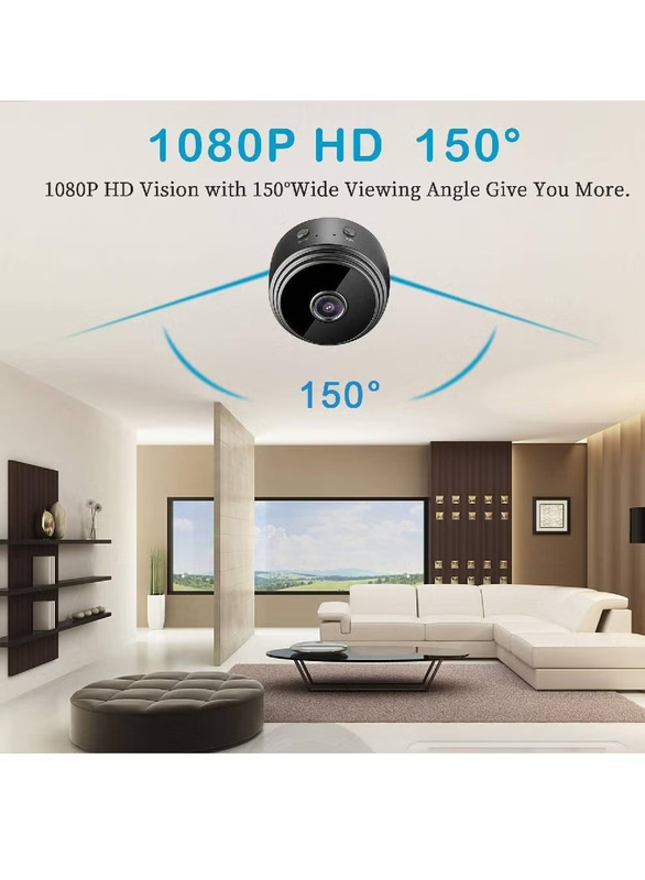 Gennext Wireless Spy Mini Hidden WiFi 1080P Home Security Camera with Live Video Streaming, Black