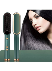 Gennext Professional Electric Hair Straightener Brush Heated Comb & Curly Styling Tools, Green