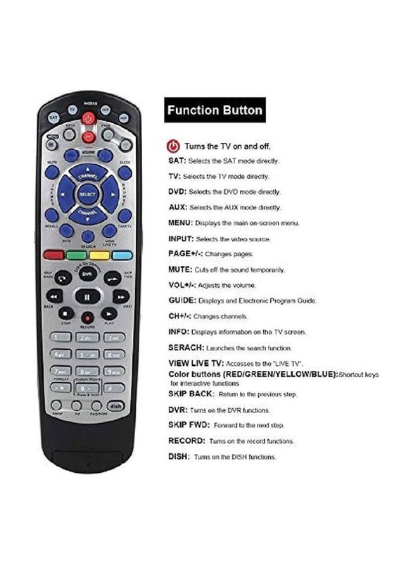 Gennext Universal Replacement Remote Control Compatible for Dish Network 20.1 IR Remote Control TV1, Multicolour