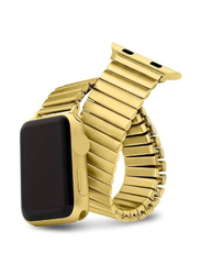 Stainless Steel Metal Expansion Watchband Compatible Replacement Band for All Apple Watch 42/44/45/49mm, Gold