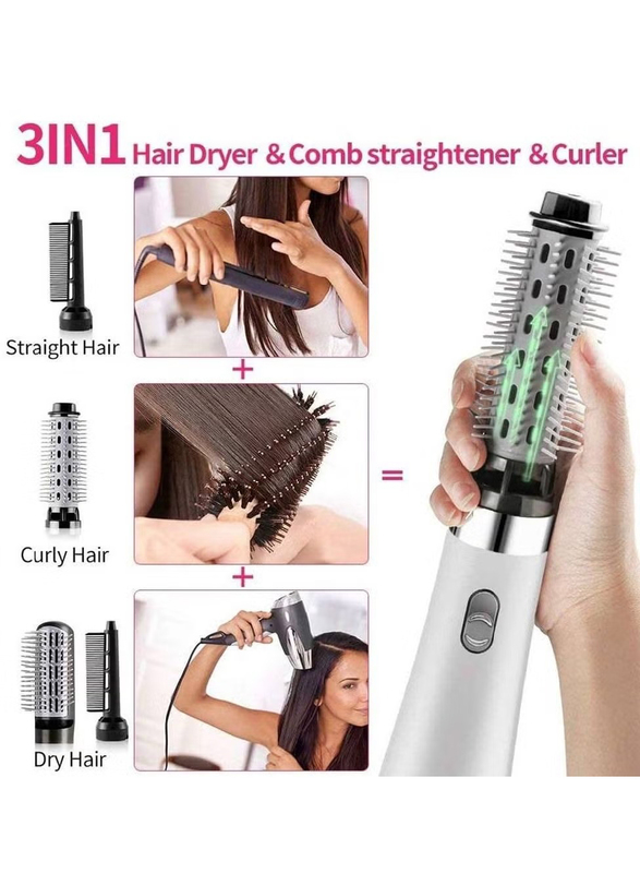 Gennext 3 in 1 Hair Straightener Brush for Hair Dryer Brush Electric Comb Curler Hair Dryer Brush, White