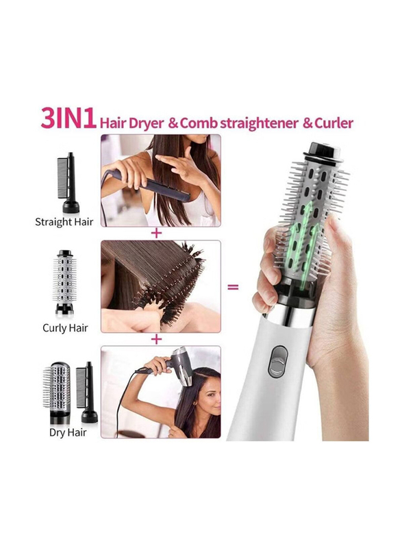 3 in 1 Hair Straightener Brush, White