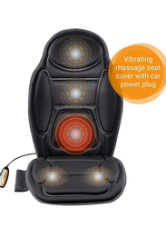 Cushion Back Neck Waist Heating Vibrating Massage Chair for Car Seat Home & Office, Black