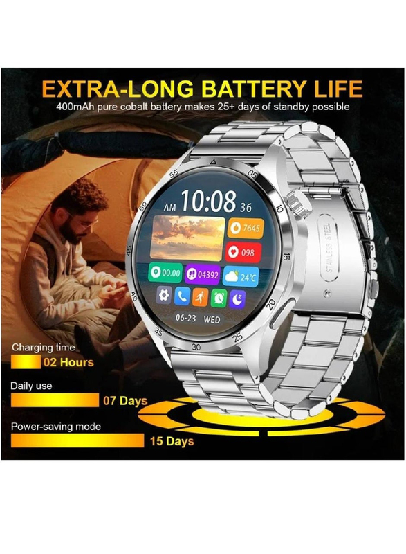 HD Touch Screen Smartwatch, IP68 Waterproof Sports Watch Pedometer with Heart Rate SpO2 Sleep Monitor, Silver
