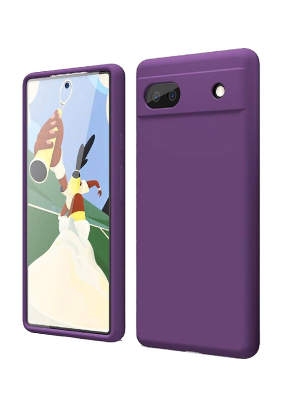 

Generic Google Pixel 6a Liquid Silicone Soft Rubber TPU Thin Slim Plain Smooth Gel Mobile Phone Case Cover, Purple