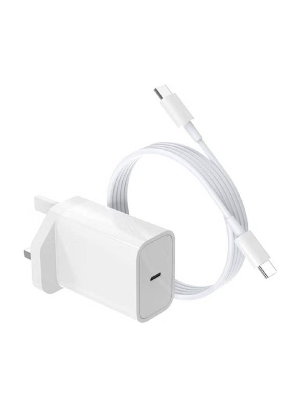 Gennext 25W Original Fast Charging Wall Charger, with USB Type-C Charging Cable for Smartphones, White