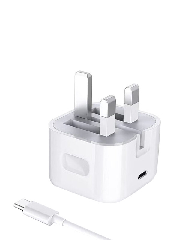 

Gennext 20W Fast Charge Foldable Plug Wall Adapter, with USB Type-C Charging Cable for Smartphones, White