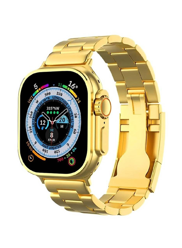 Ultra Design IP67 Water Resistant Bluetooth Call Smartwatch with Wireless Charge Real-Time Health Monitor, Gold