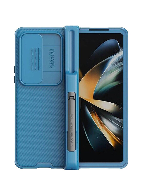 

Nillkin Samsung Galaxy Z Fold4 5G Built-In Kickstand Camshield with S Pen Holder Anti-Scratch Foldable Mobile Phone Case Cover, Blue